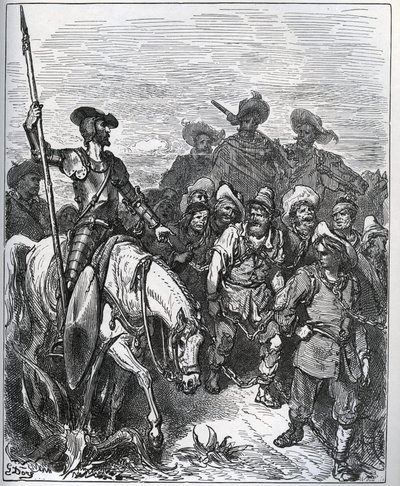 Don Quijote cuestiona a las fuerzas sobre las razones de sus convicciones - de 