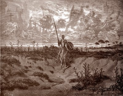 Don Quijote partiendo en sus aventuras Grabado de Gustave Dore (1832-1883) para "L