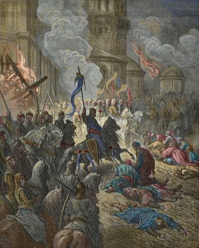 Entrada de los cruzados en Constantinopla en 1204, ilustración de 