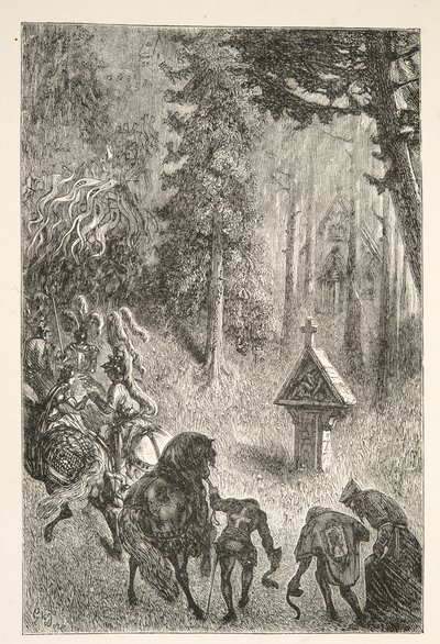 Escoltando a Guenever desde Cameliard, de Historias de los Días del Rey Arturo por Charles Henry Hanson, pub.1898 de Gustave Dore