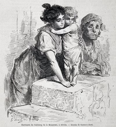 Familia del barrio de Macarena en Sevilla - dib. por Gustave Doré, en “Le Tour du monde”, 2ª semana 1865 de Gustave Dore