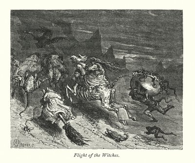 Vuelo de las brujas (grabado) de Gustave Dore