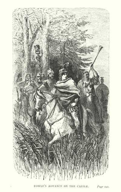 Avance de Fowle sobre el castillo (grabado) de Gustave Dore