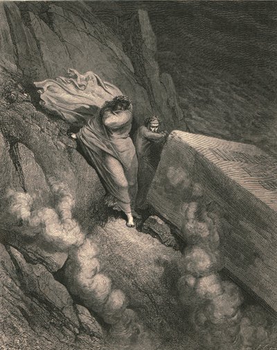 Desde el abismo profundo, detrás de la tapa de un gran monumento nos retiramos, c1890 de Gustave Dore