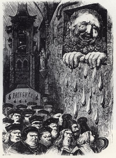 Gargantúa lamentando la muerte de su esposa - Gargantúa lamentando a su esposa - ilustración de 
