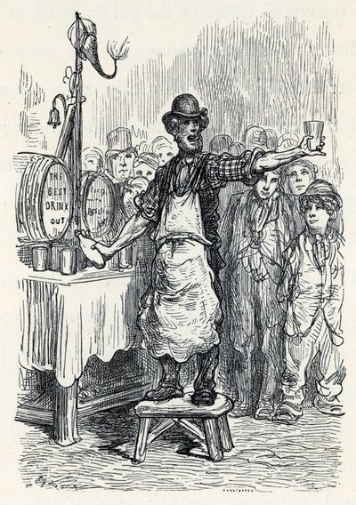 Vendedor de cerveza de jengibre en la década de 1870 de Gustave Dore