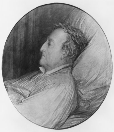 Gioacchino Rossini en su lecho de muerte, 1868 de Gustave Dore