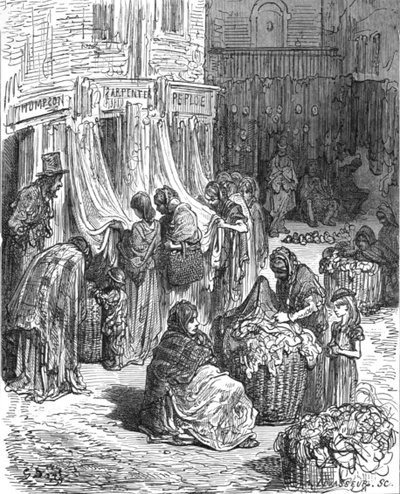 Calle Gloucester, New Cut-Mercado de Ropa Vieja de Gustave Dore