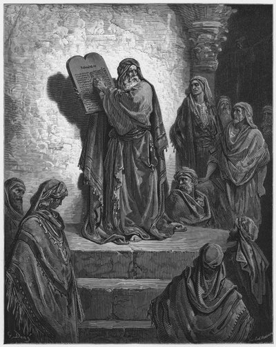 Biblia de Gustave Doré: Esdras leyendo la ley en presencia del pueblo de Gustave Dore