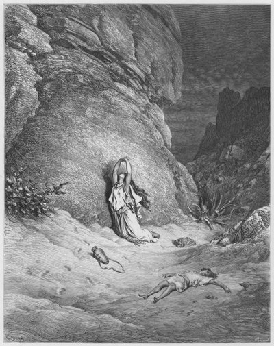 Agar e Ismael en el desierto de Gustave Dore