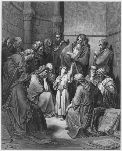 Biblia de Gustave Doré: Jesús con los doctores de Gustave Dore