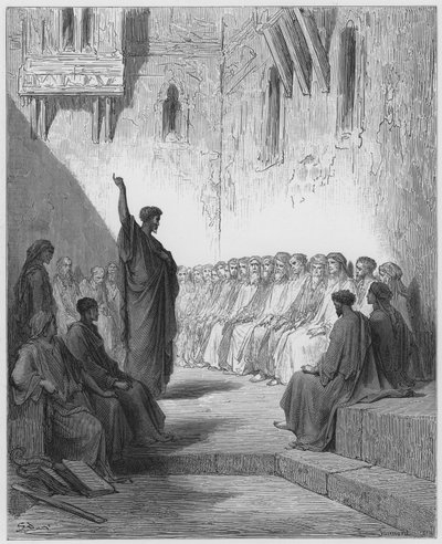 Biblia de Gustave Doré: San Pablo predicando a los Tesalonicenses de Gustave Dore