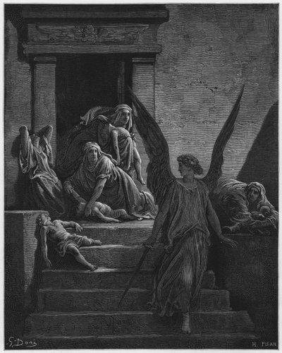 Biblia de Gustave Doré: La muerte de los primogénitos de Gustave Dore