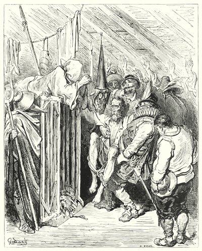 Don Quijote de Gustave Doré: "No seas impaciente, oh Caballero de la Triste Figura, por tu encarcelamiento" de Gustave Dore