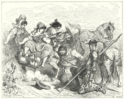 Don Quijote de Gustave Doré: "Don Quijote miró con ojos dudosos y desconsolados a la criatura que Sancho llamaba reina y señora" de Gustave Dore