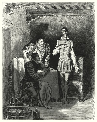 Don Quijote de Gustave Doré: "Les contó a los caballeros toda la historia de su encantamiento" (grabado) de Gustave Dore