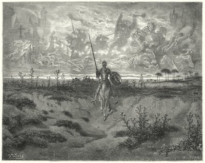 Don Quijote de Gustave Doré: "Viajó casi todo el día" (grabado) de Gustave Dore