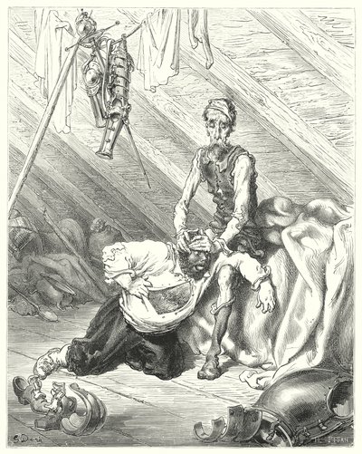 Don Quijote de Gustave Doré: "Creyó verdaderamente que su última hora había llegado" (grabado) de Gustave Dore