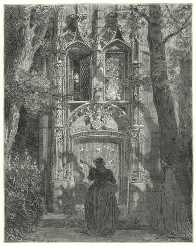 Don Quijote de Gustave Doré: "Aquí la doncella cortejadora terminó su canción" de Gustave Dore