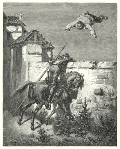 Don Quijote de Gustave Doré: "Cuanto más se enfurecía, más lo lanzaban y reían" de Gustave Dore