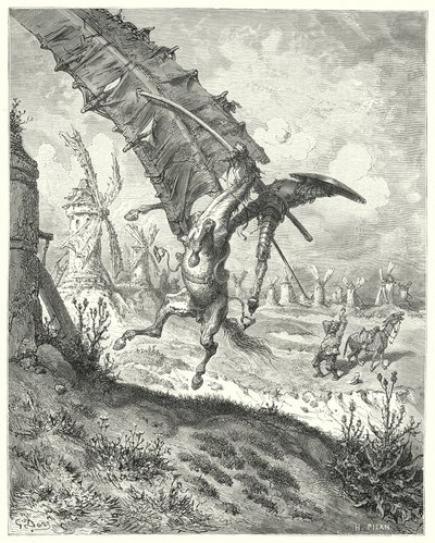 Don Quijote de Gustave Doré: "La vela lanzó lejos tanto al caballero como al caballo" de Gustave Dore