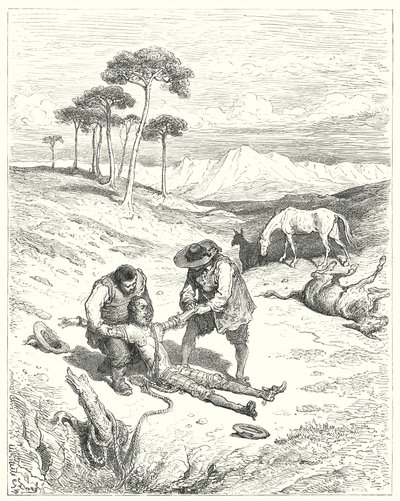 Don Quijote de Gustave Doré: "Descubrieron que tenía los ojos cerrados, como si estuviera profundamente dormido" de Gustave Dore