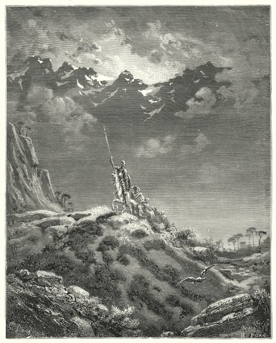 Don Quijote de Gustave Doré: "Hacia el reino de Micomicón" (grabado) de Gustave Dore