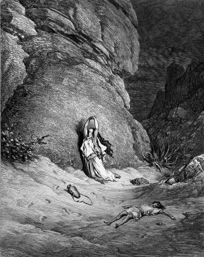 Agar e Ismael, grabado por Doré de Gustave Dore