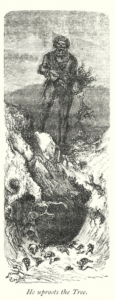 Él desarraiga el árbol (grabado) de Gustave Dore