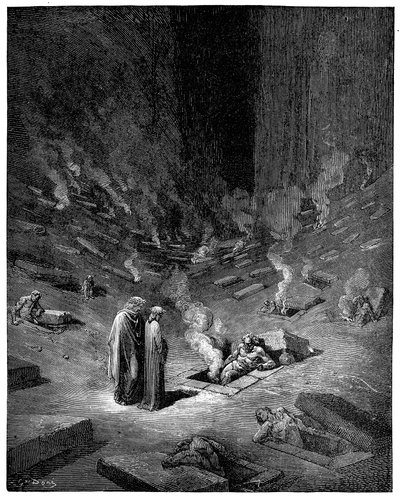 Infierno: la ciudad de Dis, dios romano del inframundo, 1863 de Gustave Dore