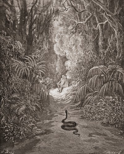Ilustración de Gustave Dore 1832-1883 Artista e ilustrador francés para El paraíso perdido de John Milton Libro IX líneas 434 y 435 de Gustave Dore