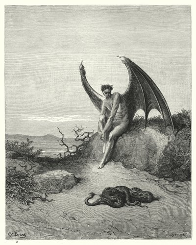 Ilustración de Gustave Doré para El paraíso perdido de Milton, Libro IX, líneas 182, 183 de Gustave Dore