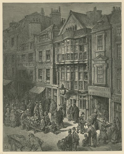 Ilustración que representa la calle Bishopsgate de Gustave Dore