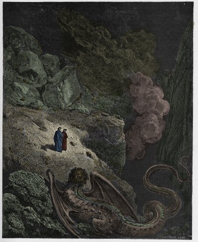 Infierno, Canto 17: Gerión, símbolo del engaño, ilustración de "La Divina Comedia" por Dante Alighieri, 1885 de Gustave Dore