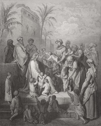 Jesús bendiciendo a los niños, ilustración de 