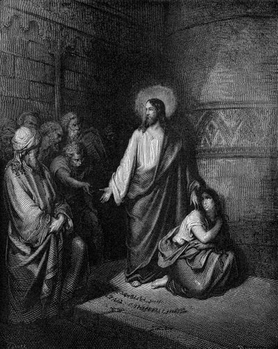 Jesús y la mujer sorprendida en adulterio de Gustave Dore