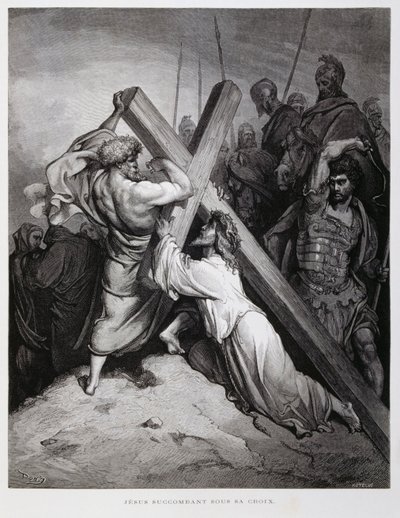 Jesús lleva la cruz, Ilustración de la Biblia de Dore de Gustave Dore