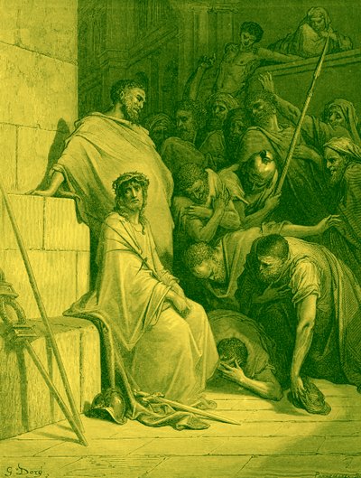 Jesús es burlado por los soldados romanos - Biblia de Gustave Dore
