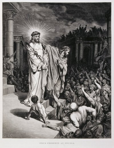 Jesús presentado al pueblo durante su juicio, Ilustración de la Biblia de Dore de Gustave Dore