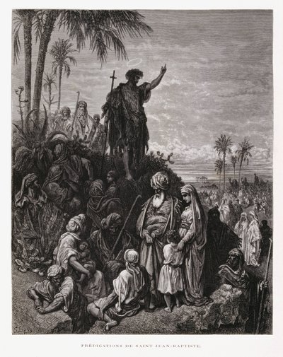 Juan el Bautista predicando, Ilustración de la Biblia de Dore de Gustave Dore