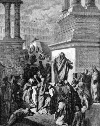 Jonás llamando a Nínive al arrepentimiento de Gustave Dore
