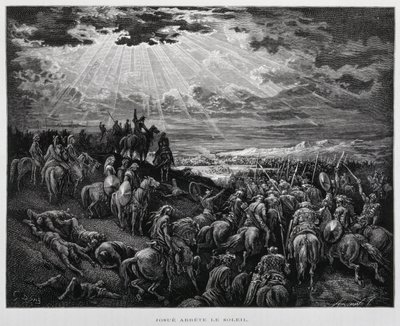 Josué hace que el sol se detenga, Ilustración de la Biblia de Dore de Gustave Dore