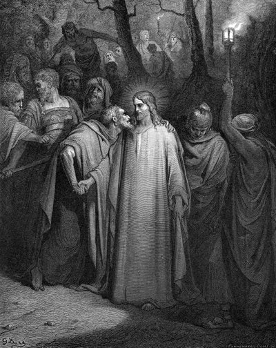 Judas traicionando a Cristo con un beso, 1866 de Gustave Dore