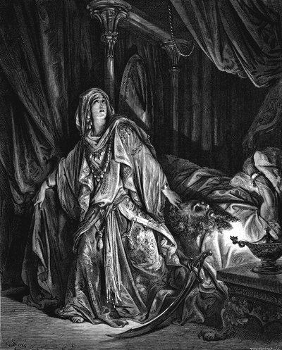 Judith a punto de cortar la cabeza de Holofernes, 1866 de Gustave Dore