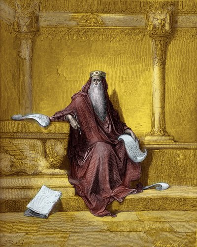 Rey Salomón, grabado por Gustave Doré - Biblia de Gustave Dore