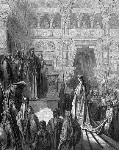 El rey Salomón dando la bienvenida a la reina de Saba, 1865-1866 de Gustave Dore