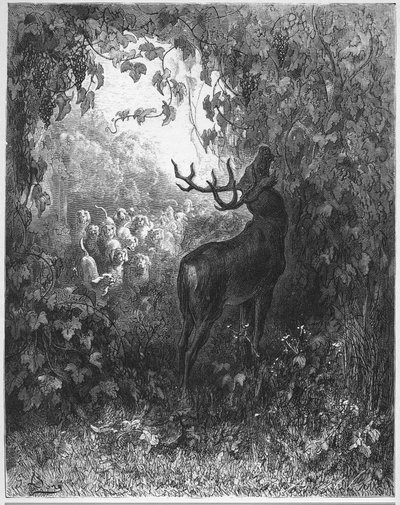 El ciervo y la vid - de "Fábulas" de Jean de La Fontaine de Gustave Dore