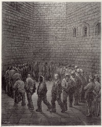 La caminata de los detenidos en prisión - en "Londres" por Gustave Doré de Gustave Dore