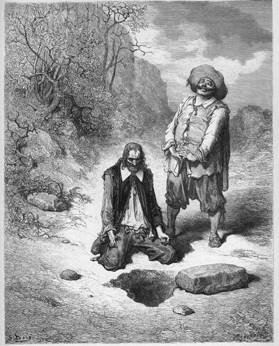 El avaro que perdió su tesoro - de "Fábulas" de Jean de La Fontaine de Gustave Dore