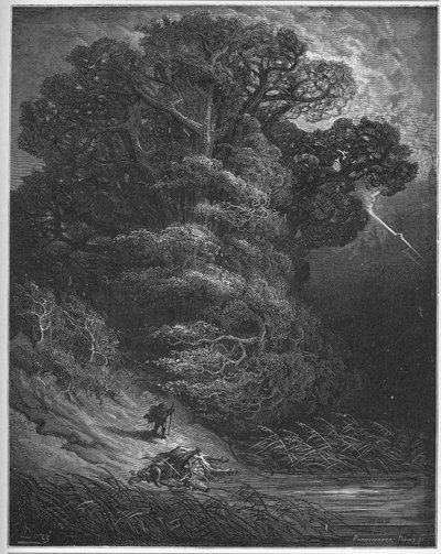 El roble y el junco - de "Fábulas" de Jean de La Fontaine de Gustave Dore